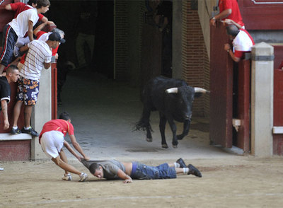 Susto sin consecuencias en el último encierro de Leganés