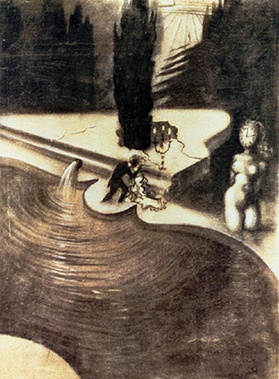  El piano surrealista , dibujo de Salvador Dalí