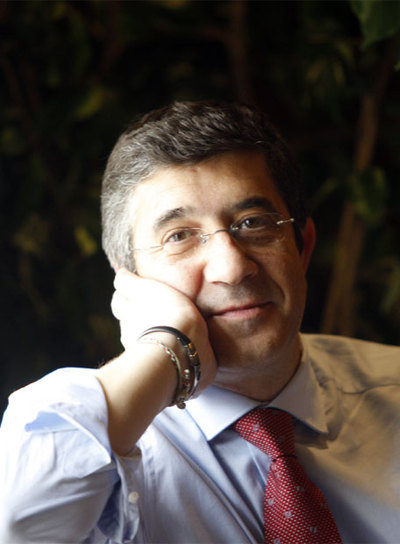 El  lehendakari  Patxi López, durante la entrevista en las dependencias de la Bolsa de Bilbao.
