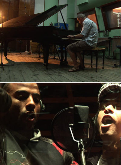 Dos momentos de la grabación del disco  The Revolution presents Revolution  en Cuba.