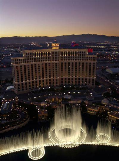 Una vista del hotel y casino Bellagio.
