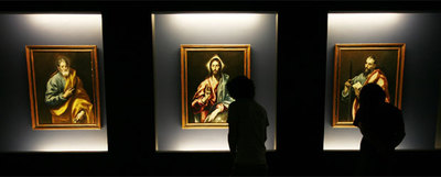 Tres de las obras de El Greco que se exponen en el Museo de Bellas Artes de Ciudad de México.