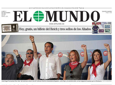 Primera página de la edición de  El Mundo  del pasado lunes.