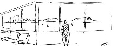 Un dibujo con las vistas desde su estudio en Río de Janeiro.