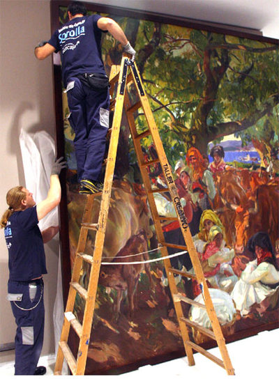 Instalación de  Galicia. La Romería , de Sorolla, ayer, en el Centro Cultural Bancaja.