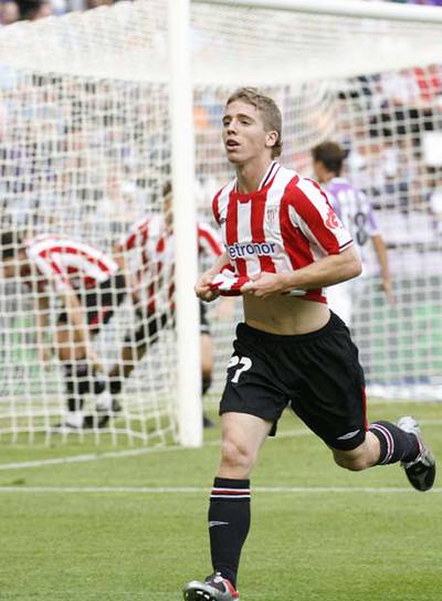 Muniain celebra su gol al Valladolid.