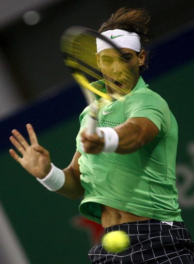 Rafael Nadal, durante su partido contra James Blake.