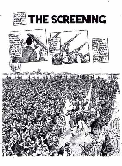 Plancha de la obra  Footnotes in Gaza,   que publicará en España la editorial Mondadori en marzo de 2010.