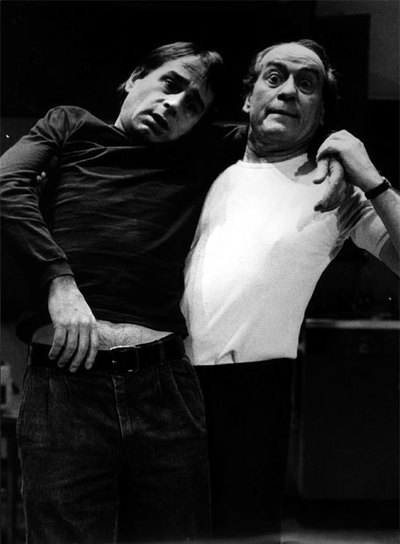 López Vázquez, junto a Ovidi Montllor, en un ensayo de la obra  ¡Vade retro!  , en 1982. 