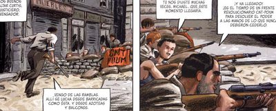 Dos viñetas del tebeo  Las serpientes ciegas,  de Bartolomé Seguí y Felipe Hernández Cava.