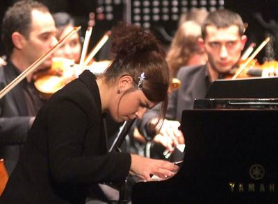 La italiana Viviana Pía Lasaracina, durante su interpretación en el concurso.
