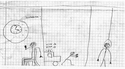 Dibujos incluidos en una carta escrita por un menor y dirigida a su madre tras huir de un centro.