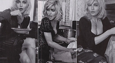 Tres imágenes de Madonna de la campaña para la firma de Domenico Dolce y Stefano Gabbana.