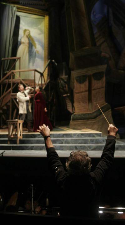 Ensayo general de  Tosca,  en el Teatro de la Maestranza de Sevilla en 2007.