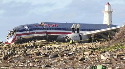 El fuselaje del Boeing 737 de American Airlines, tras tomar tierra.