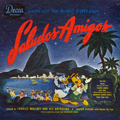 Carátula del disco con la banda sonora de  Saludos amigos. 