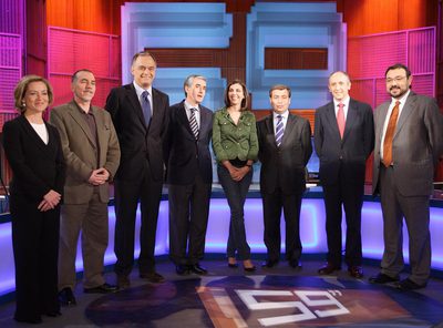 Oramas (CC), Nieto (IU), González Pons (PP), Jáuregui (PSOE), la periodista Ana Pastor, Xuclá (CiU), Erkoreka (PNV) y Cerdá (ERC) en  59 segundos .