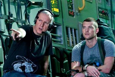 James Cameron, a la izquierda, con el actor Sam Worthington durante el rodaje de  Avatar. 