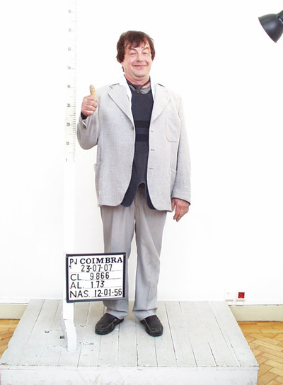 El atracador José Giménez Arbe,  El Solitario , posando para la ficha policial en Portugal.