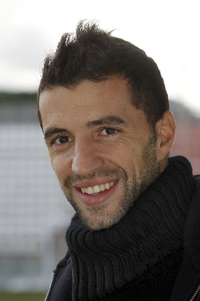 Simão, tras el entrenamiento de ayer.