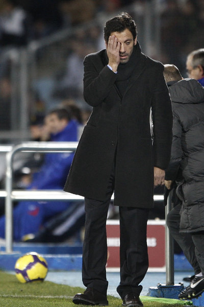 Quique se lamenta tras un lance del partido.