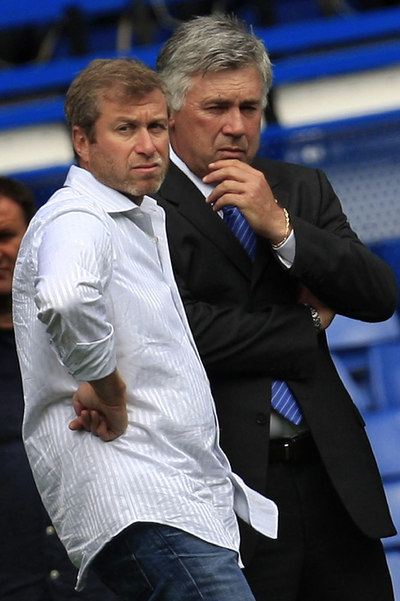 Roman Abramóvich y Carlo Ancelotti.