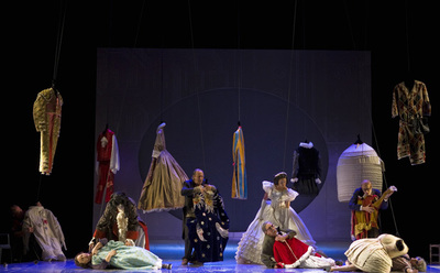 Ensayo general de  2036 Omena-G . Albert Boadella, director y alma de Els Joglars.