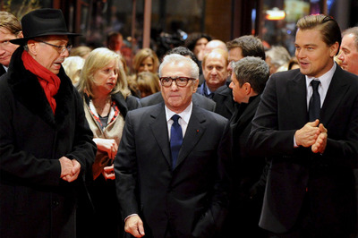 Martin Scorsese  y Leonardo Di Caprio a su lllegada al estreno de   Shutter island,    el sábado en Berlín.
