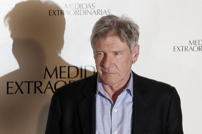 Harrison Ford, ayer por la mañana, en la presentación en Madrid de  Medidas extraordinarias. 