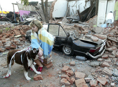 Viviendas destruidas por el terremoto, en la ciudad de Talca, en el centro de Chile.
