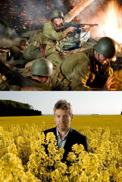 Una escena de la serie bélica  The Pacific  (arrriba) y Kenneth Branagh, protagonista de  Wallander. 
