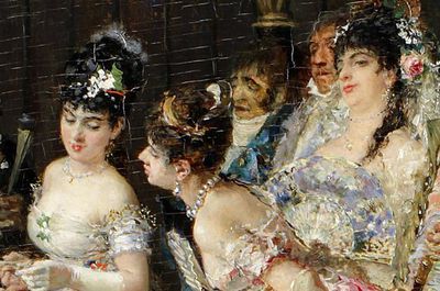 Ampliación de un fragmento del cuadro   La vicaría,   de Marià Fortuny.