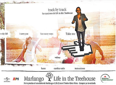  Web del último disco de Marlango con la aplicación de realidad aumentada 