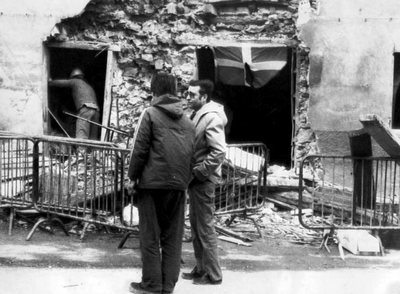 El bar Aldana, en Alonsótegui (Vizcaya), tras la explosión causada por los GAE, el 20 de enero de 1980, que causó cuatro muertos.rnMaría José Bravo del Valle.