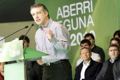 Iñigo Urkullu se dirigía el pasado domingo a los asistentes al Aberri Eguna del PNV en Bilbao.