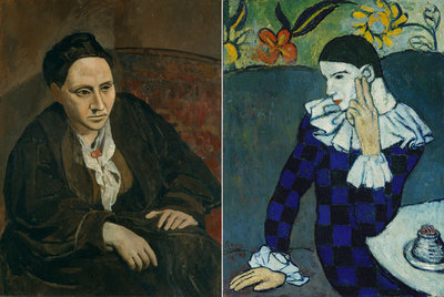  Gertrude Stein   y   Arlequín sentado en un café,  dos de los cuadros de Picasso que se expondrán en el Metropolitan de Nueva York.
