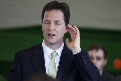 Nick Clegg en un acto de campaña del partido liberal-demócrata.