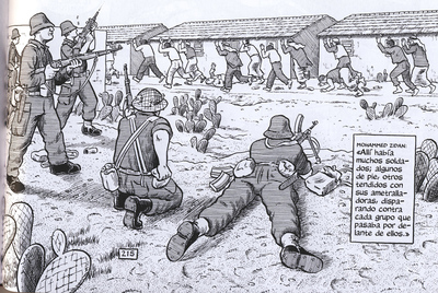 Viñeta de  Notas al pie de Gaza,  de Joe Sacco.