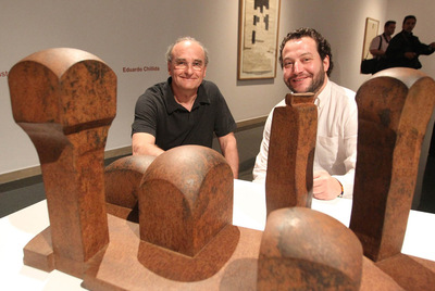 Ignacio Chillida, a la izquierda, y Julio Niebla, ayer en la sala Vimcorsa de Córdoba.