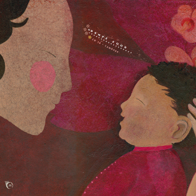 Ilustración de Claire Degans para el disco-libro  Canciones infantiles y nanas de los arrozales , de la editorial Kókinos.