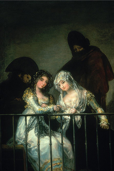  Majas en el balcón , atribuido a Francisco de Goya.
