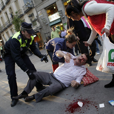 Antonio C. P., tras ser herido por un fragmento de bala en la Puerta del Sol.