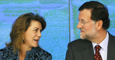 Dolores de Cospedal y Mariano Rajoy en la reunión del comité ejecutivo nacional del PP, ayer.