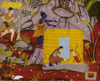 Escenas del  Ramayana,  en un manuscrito mogol del siglo XVI.
