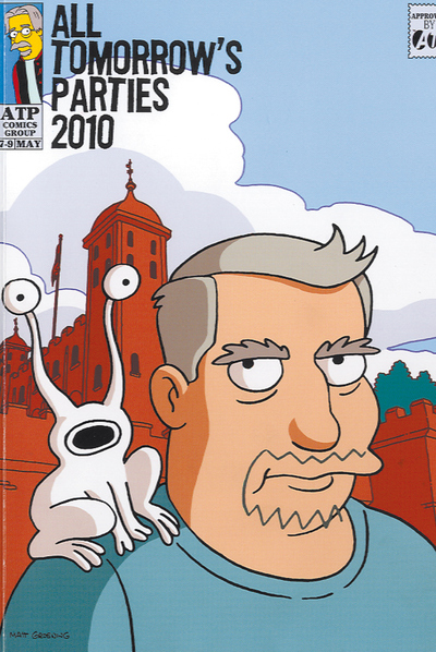  Portada de uno de los catálogos de la última edición del festival All Tomorrow's Parties, comisariada por Matt Groening, con el retrato de Daniel Johnston.  