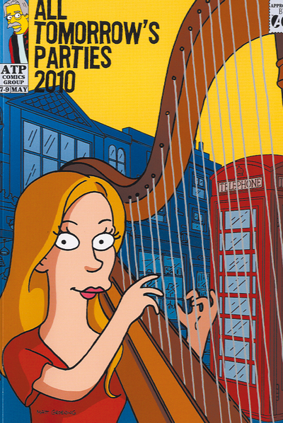  Portada de uno de los catálogos de la última edición del festival All Tomorrow's Parties, comisariada por Matt Groening, con el retrato de Joanna Newsom.  