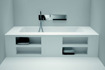 Modelo Cartesio de la bañera-estantería ideada por Giampaolo Benedini para Adeso.