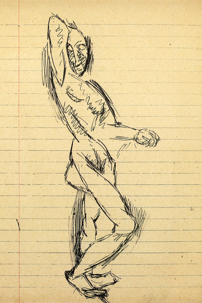 Facsímil de uno de los dibujos del  Cuaderno Nº 7,  preparatorio de  Las señoritas de Aviñón .