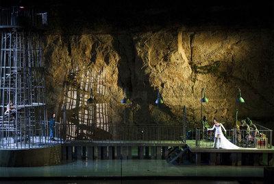 Ensayos de  Prometeu  en el anfiteatro de Montjuïc.