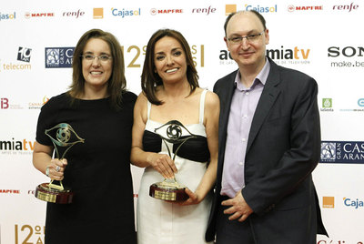 Asun Gómez, directora de Canal 24 Horas; Pepa Bueno, presentadora del  TD-2 , y Fran Llorente, director de los servicios informativos de TVE.